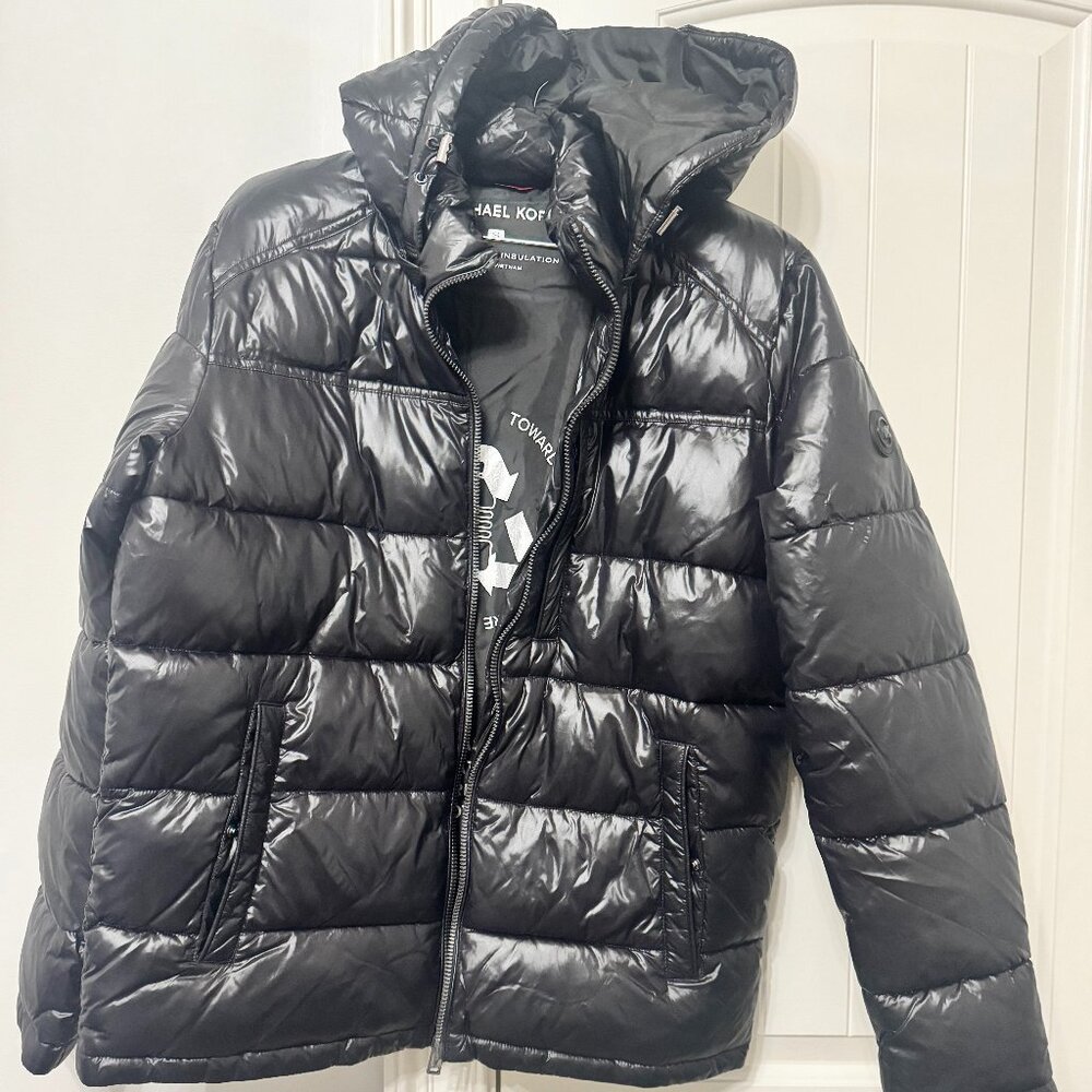 Michael Kors Black Hoodie Puffer Coat — Size Small